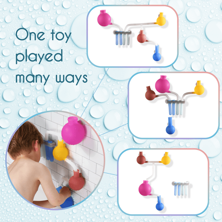 Silicone Waterworks Wall Suction Bath Toys with Flasks and Pipe connectors  for Kids Ages 4-8 Soft Silicone Bath Toys for Kids Ages 3-5, Bubble Bath  Kids Bath To… in 2023