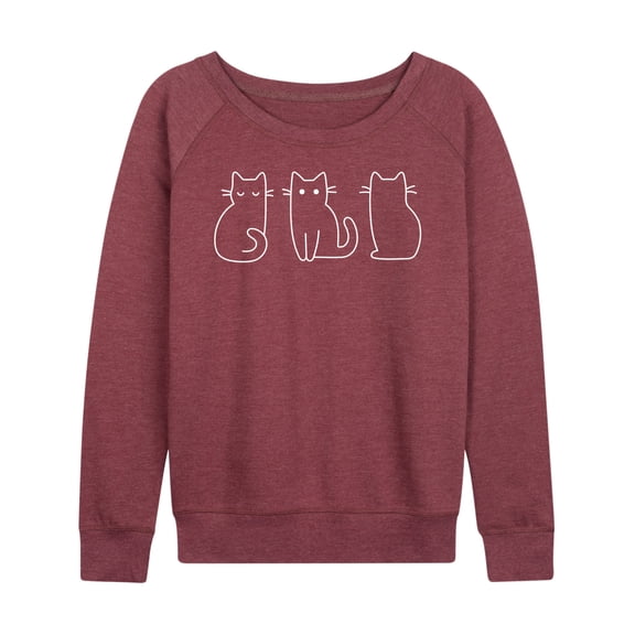 Instant Message - Cat Outlines - Women's French Terry Long Sleeve Pullover