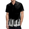 thumbnail image 4 of Camisa Hombre Camisa de manga corta con solapa y hebilla de bolsillo con impresión digital 3D para hombre (Black, XL), 4 of 5