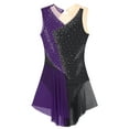 thumbnail image 5 of Hansber Figure Skating Dress for Women Color Block Modern Ice Roller Skating Dance Dress Sleeveless Purple XXL, 5 of 7