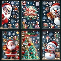 6-Sheet Christmas Window Clings - 3D Double-Sided Static Stickers with Snowman, Santa, Snowflake & Tree Designs for Glass Windows & Mirrors (Multicolor)