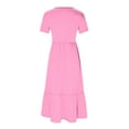 UsYezik Summer Dresses for Women 2025 Trendy Summer Dress Crew Neck Trendy Tiered Flowy Dresses