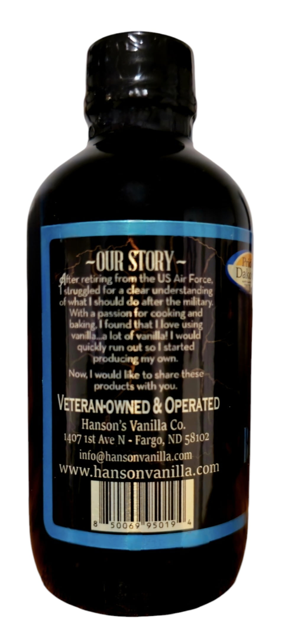Hanson's Vanilla Co. - Pure Bourbon-Indonesian Vanilla Extract Blend - 4 fl oz  Liquid Flavoring for Baking & Cooking
