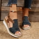 thumbnail image 5 of Sandalias de cuña con boca de pez de estilo europeo y americano de verano, sandalias de mujer de suela gruesa con hebilla de cinturón plisado de gran tamaño, 5 of 6
