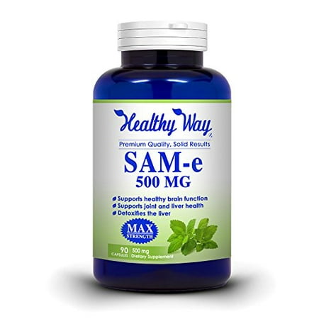 Pure SAM-e 500mg Supplement - 90 Capsules, (S-Adenosyl Methionine) Joint Healthy, and Brain Function, Max