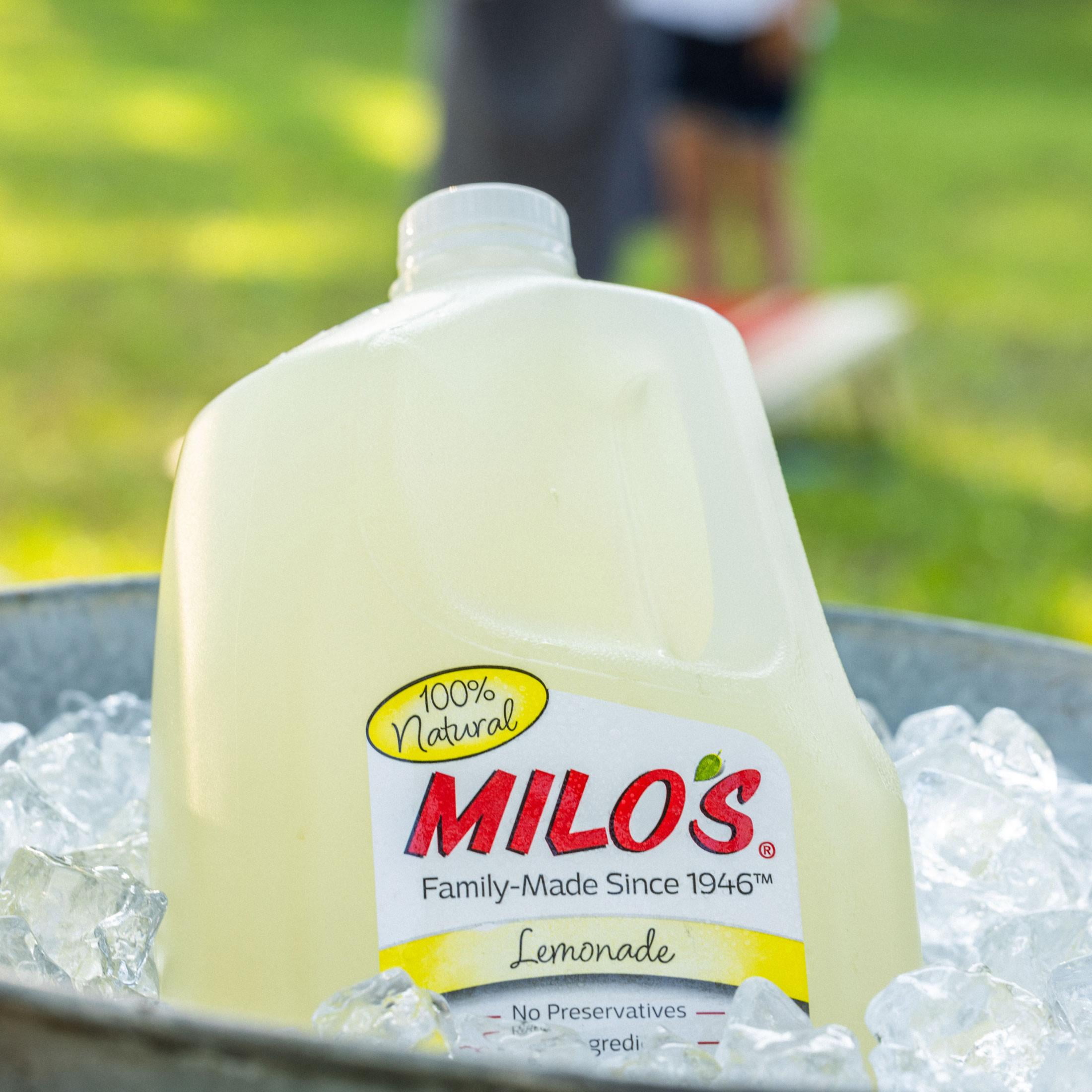 Milo's Lemonade Juice Drink 100% Natural, 128 fl oz Refrigerated Jug Caffeine Free, No Added Colors