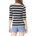 thumbnail image 3 of INSPIRE CHIC Hauts pour Femmes Non Doublés Col Rond Manches au Coude Coupe Ajustée T-Shirt Décontracté m Noir, 3 of 8