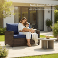 thumbnail image 3 of 2-Person Outdoor Loveseat,PE Wicker Patio Sofa, Steel Frame, for Garden, Balcony, Porch – Navy, 3 of 6