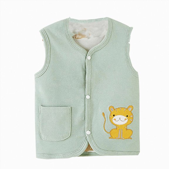 Splozh Toddler Vest for Girls Boy Fashion Toddler Baby Boys Girls Winter Sleeveless Cartoon Coat Outwear Warm Coat Vest Jacket Clothes,Green,3-6 Months