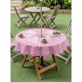 thumbnail image 3 of Outdoor Tablecloth with Umbrella Hole and Zipper, Valentine's Day Round Table Cloth 60 Inch Waterproof Tablecloth, Pink Bowknot Ribbon Modern Mother's Day Picnic Table Cover for Patio Camping, 3 of 7