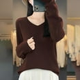 thumbnail image 4 of HAiming Sweaters for Women Solid Color V Neck Long Sleeve Pullover Jumper 2025 Fall Winter Casual Basic Knitted Tops, 4 of 4