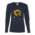 thumbnail image 2 of You Are My Sunshine Skull And Sunflower Inspirational/Christian Womens Graphic Long Sleeve T-Shirt, Navy, Medium, 2 of 3