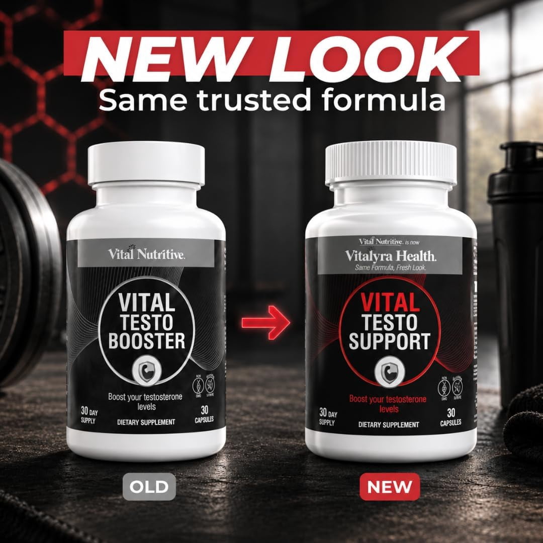 Vitalyra Testo Booster - Natural Testosterone Support Supplement for Men | Promotes Energy, Stamina, and Vitalyraity | Men’s Health | Made in USA | 30 Days Supply