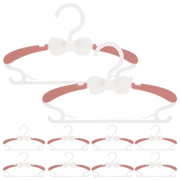 FESTFENDS Plastic Coat Hangers Pink Non Slip 10Pcs 10.6x6.6x0.3In
