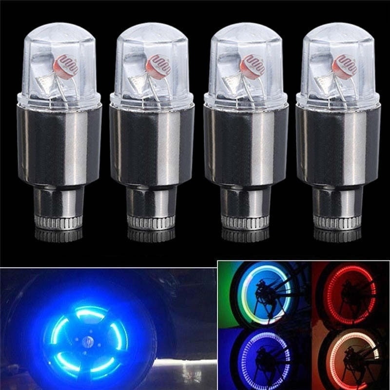 4pcs Bike Car Motorcycle Wheel Tire Tyre Valve Cap Flash LED Light