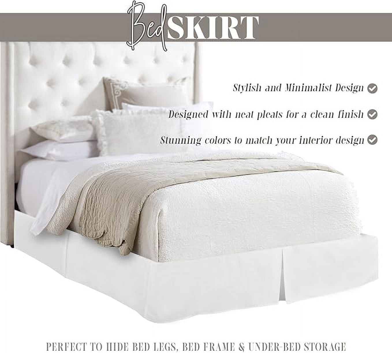 Elegant Comfort 1-Piece Solid Bed Skirt, 1500 Series, Minimalist Design with a Modern Look- Easy Care, Wrinkle and Stain Resistant, Bedskirt, Cali King, Frosty White