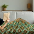 thumbnail image 3 of Earth Tones Soft Flannel Fleece Throw Blanket, Traditional Mexican Design with Folkloric Accents Geometric and Retro Styled, Cozy Plush for Indoor and Outdoor Use, 70" x 90", Multicolor, by Ambesonne, 3 of 5