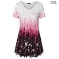 thumbnail image 1 of Camiseta de mujer Blusa informal con estampado degradado Vestido suelto con cuello en V, Rojo, 3XL Sweethay AP001902-30, 1 of 5