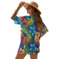 thumbnail image 2 of FKEKYI Tropical Palm Leaf Print Women's 2 Piece Short Set Summer Beach Sets Open Front Shirt Top & Adjustable Shorts Ladies Resort Wear Lounge Sets Vacation Outfits, XL, 2 of 7