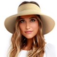 thumbnail image 1 of Sombrero con visera solar FURTALK para mujer, paja, ala ancha, plegable, 1 of 8