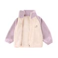thumbnail image 2 of Kids Thick Warm Fuzzy Fleece Coat, Boys & Girls Fleece Lined Outerwear with Mock Neck, 2025 Fashion Basic Long Sleeve Jacket for Fall and Winter Season Light Violet, 2 of 4