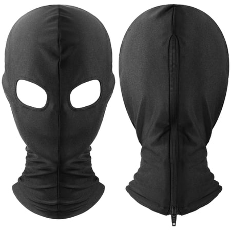 Doomiva Elastic Cloth Full Cover Mask with Zipper 3 Hole Hood Mask Role Playing Head Mask Face Mask with Open Eyes Clubwear Type B One Size