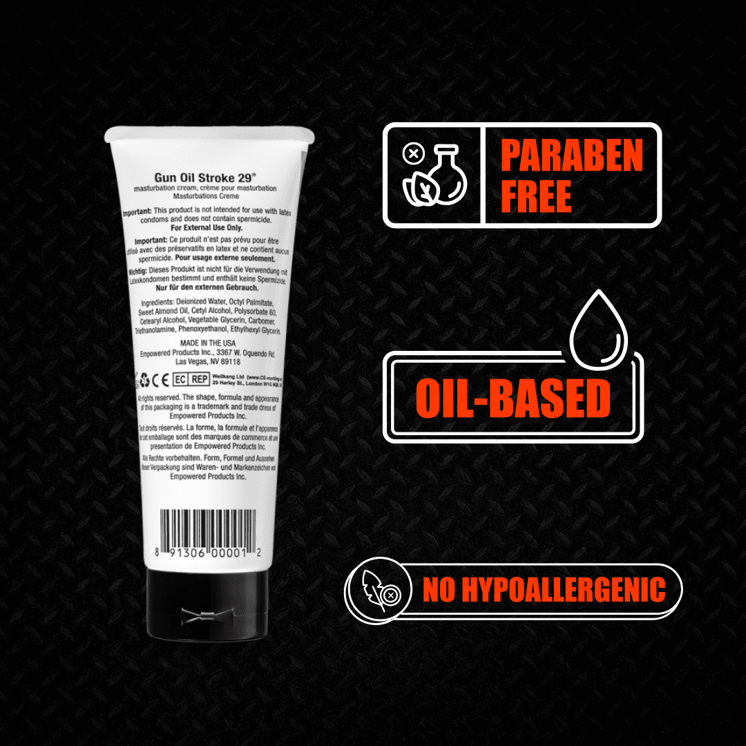 GUN OIL Stroke 29 Personal Lubricant for Men - Water Based Masturbation Cream for Him - 6.7oz Tube - DISCREET SHIPPING!