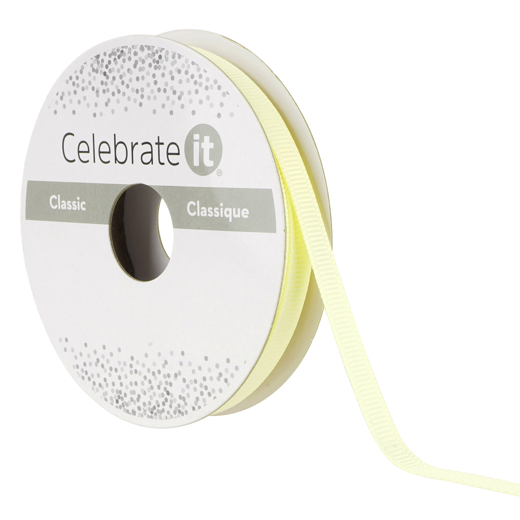 1/4" x 10yd Ivory Grosgrain Ribbon by Celebrate It – Non-Wired Woven Edge Ribbon - Polyester - Ideal for Crafts - Gift Wrap - and Bows - 24 Pack