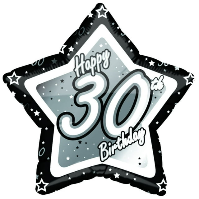 Creative Party Ballon Étoile Noir/argent Joyeux 30e Anniversaire