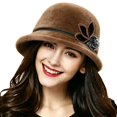 thumbnail image 4 of MEICHEN Winter Fuzzy Cloche Hat for Women Elegant Fashion Short Brim Bucket Hat Womens 1920s Accessories for Daily Church Party, 4 of 4
