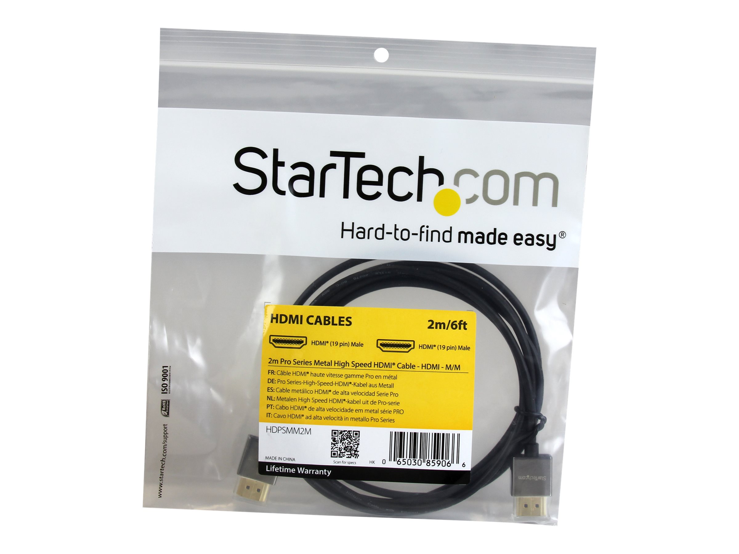 StarTech HDPSMM2M 6.56' HDMI 4K Audio/Video Cable Black - image 2 of 3