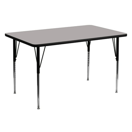 UPC: 0847254023597 | Flash Furniture Wren 30 W x 60 L Rectangular Grey HP Laminate Activity Table – Standard Height Adjustable Legs