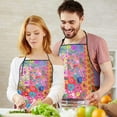 thumbnail image 5 of Bright Pioneer Flower Patchwork Apron-Garden Aprons for Women with Pockets-Cotton Linen Waterproof Kitchen Cooking Gardening Aprons Adjustable for Kitchen,Cooking,BBQ and Salon 33x27 Inch, 5 of 7
