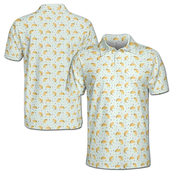 Funny White Tiny Tacos Lover Doodle Golf Men's Polo Shirt S-5XL