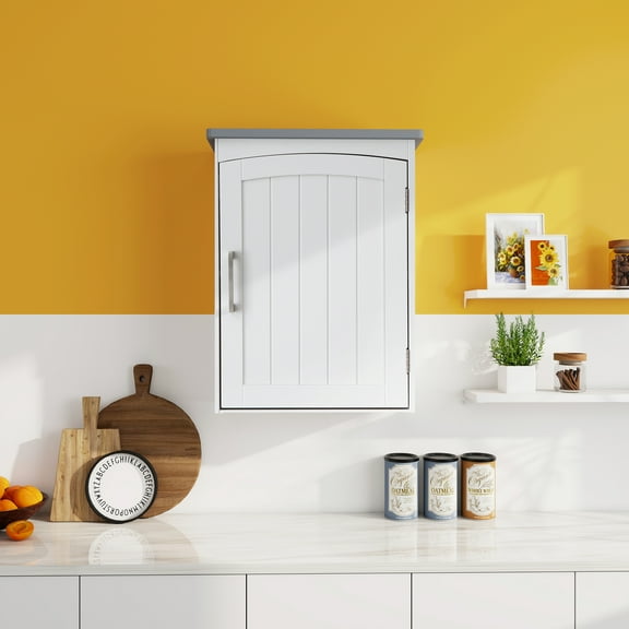OONNEE Small Bathroom Wall Cabinet, Medicine Cabinet Organizer With Single Door for Bathroom, Kitchen, Living Room, White