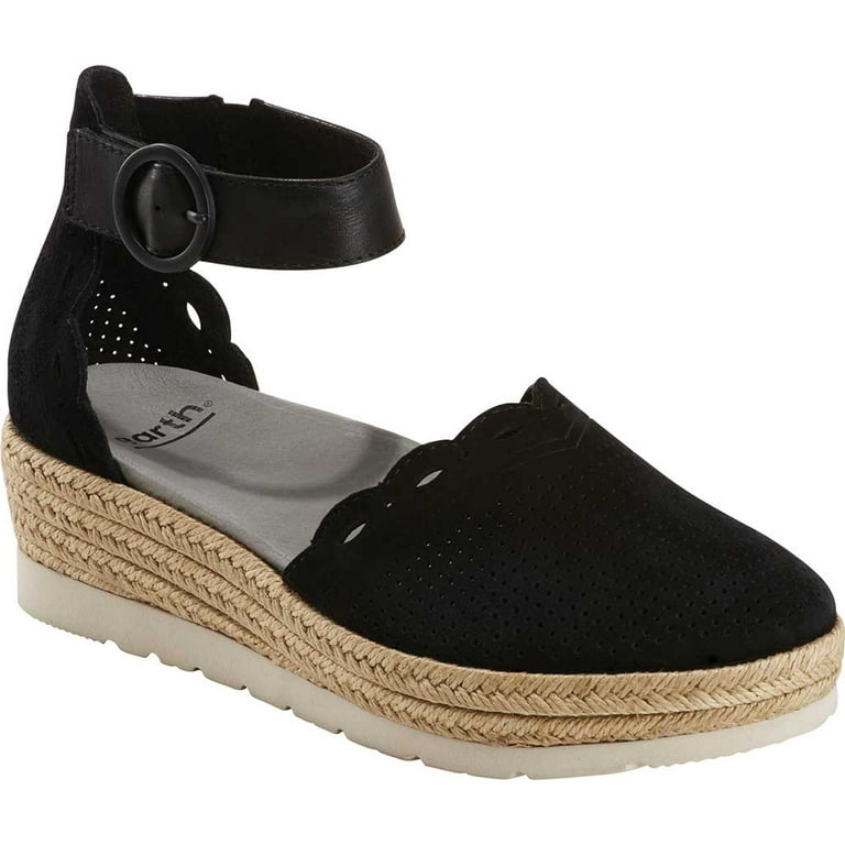 Women s Earth Modena Yarrow Espadrille Sandal Black Suede 9.5 M