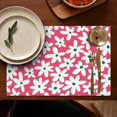 thumbnail image 5 of Red Daisy Flower Green Centers Pattern Summer Placemats Table Placemats Set Of 4-Linen Kitchen Washable Placemats Table Mats 11.8"x17.7" Non-Slip Heat Resistant, 5 of 6