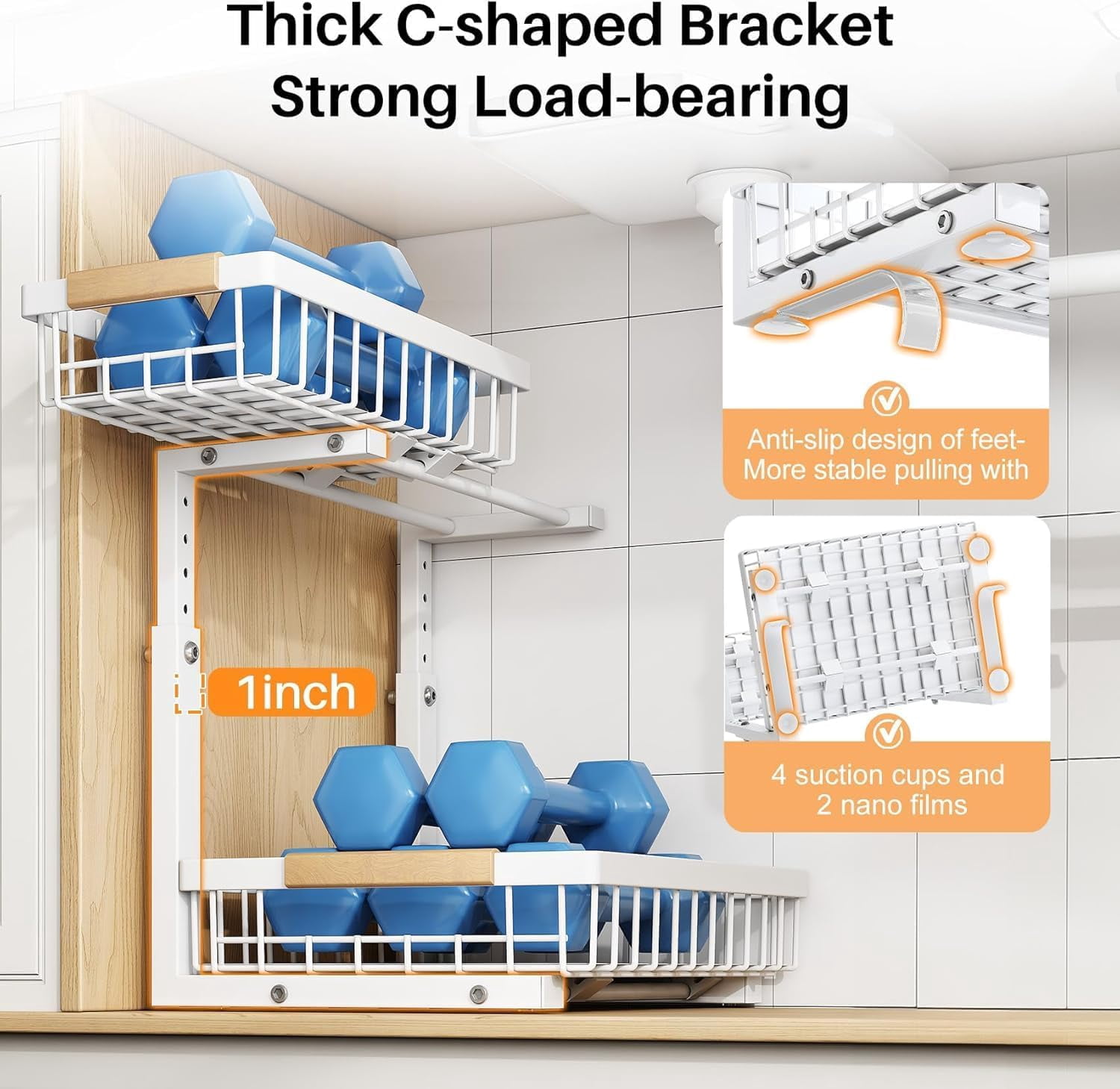 Under Sink Organizer,1 Pack,2 Tier Metal Slide out Sink Shelf Pull out Cabinet Organizer Drawers, Under Sink Organizers and Storage for Kitchen Bathroom Pantry Closet Cabinet