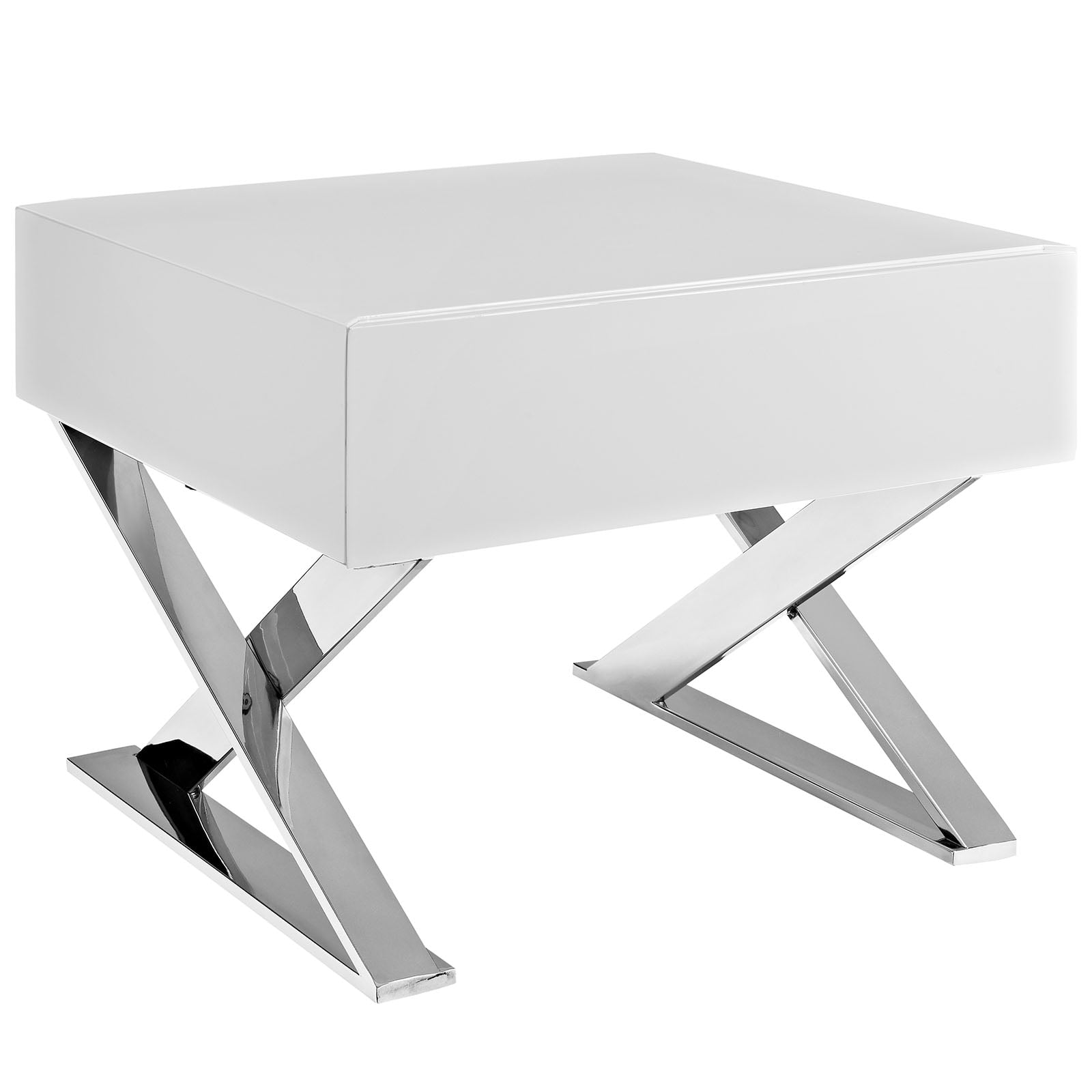 Modà Modern Contemporary Urban Design Bedroom Nightstand, White, Wood