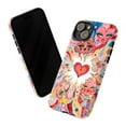 thumbnail image 3 of Whimsical Colorful Heart & Mushroom Faces Phone Case, Cute Artistic Fantasy Design iPhone 16 15 14 13 12 11 Pro Max Mini Cover, 3 of 6
