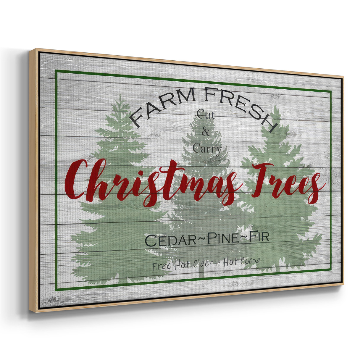 Farm Fresh - Framed Gallery Wrapped Holiday Canvas - 17 x 25 - Natural Wood Frame