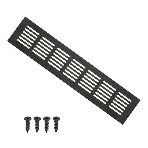 Cubierta de Ventilación Rectangular Uxcell 12"x2.4" con Rejilla de Ventilación y Tornillos para Gabinete Negro