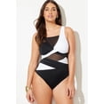 thumbnail image 5 of Swimsuits for All Women's Mesh Colorblock Wrap One Piece Swimsuit, 5 of 6
