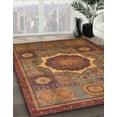 thumbnail image 3 of Ahgly Company Machine Washable Indoor Square Abstract Fire Brick Red Area Rugs, 6' Square, 3 of 7