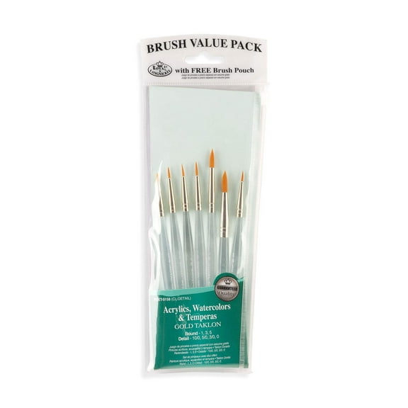 Value Pack Brush Sets-Gold Taklon Detail 7/Pkg