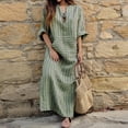 thumbnail image 2 of CIENVNSTG Womens Long Dresses Long-Sleeved V Neck Elegant Dress Green 4XL, 2 of 6