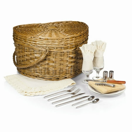 Wedding Picnic Basket - Willow Wedding Heart Picnic Basket w/Ivory Lining