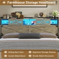 Hasuit Farmhouse Bed Frame King Size with LED Lights and Charging