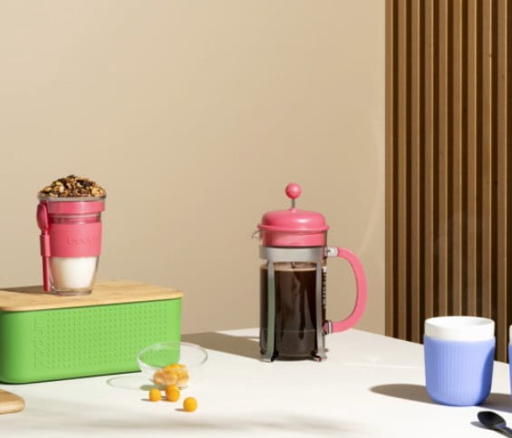 Bodum Caffettiera French Press, BPA Free Plastic Beaker, 34 oz, Bubblegum Pink