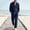 Navy, variant on LEKWK 2 Piece Casual Set for Men Long Sleeve Button Down Shirt and Drawstring Pants Lightweight Breathable Sleepwear Summer Casual Lounge Outfit Black M